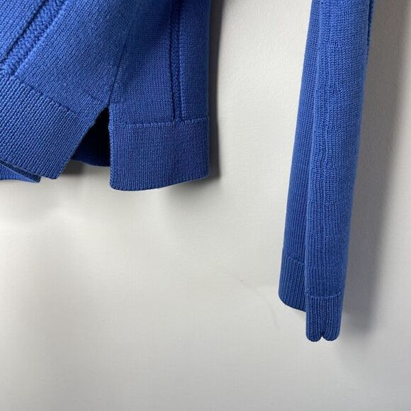 DEREK LAM Sweater Womens Small S Military Blue 100% Wool Pullover V-Neck Crop - Picture 5 of 13